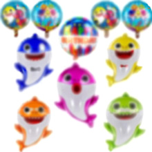 跨境海洋动物baby shark鲨鱼铝膜气球10件套装生日派对装饰用品