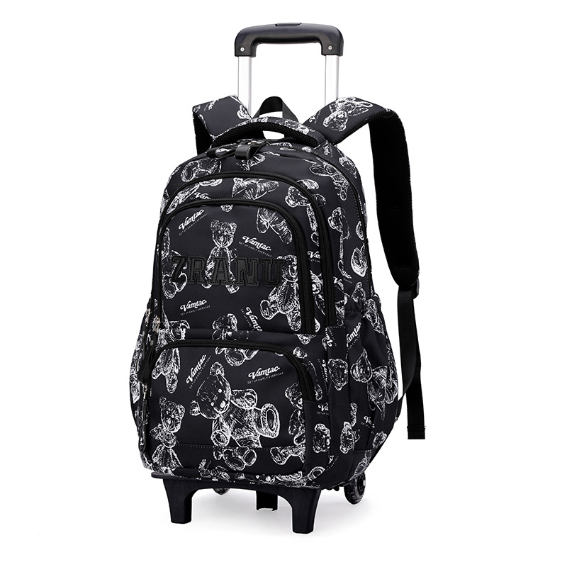 Mochila de pescado natural de alta capacidad para la escuela secundaria, buena bolsa de tirón para reducir la carga, fácil de arrastrar bolsa para subir escaleras