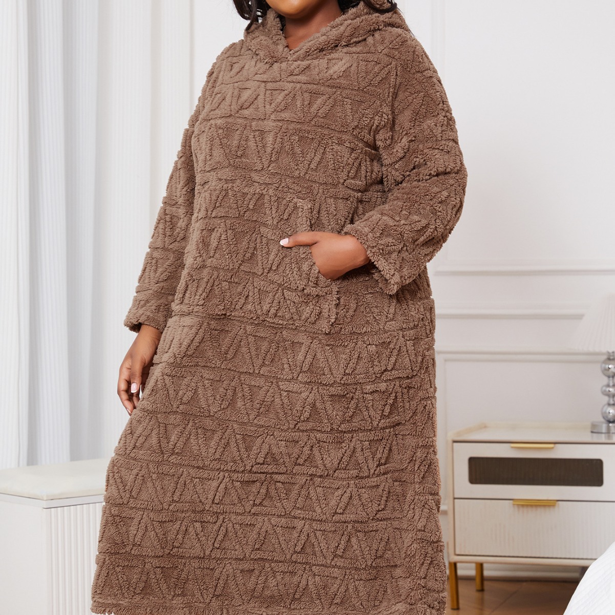 Intimo e pigiami comodi in velluto di cotone, camicia da notte lunga, abbigliamento da casa per donna, autunno e inverno_voghion.com