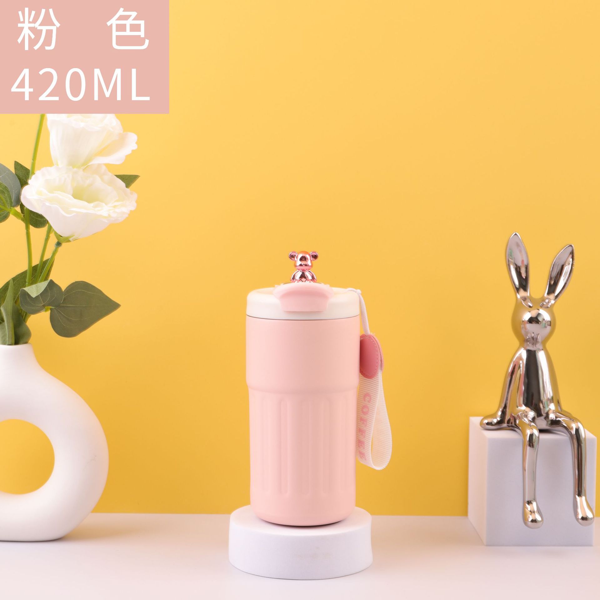 Red caricatura oso 316 taza de café de acero inoxidable caliente inteligente caliente portátil taza caliente taza de estudiantes