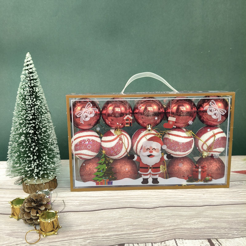 El comercio exterior se vende bien, juego de bolas de espuma de bolas de Navidad rojas, juegos de bolas de nieve coloridas de pino, adornos de árbol de Navidad de 6 cm