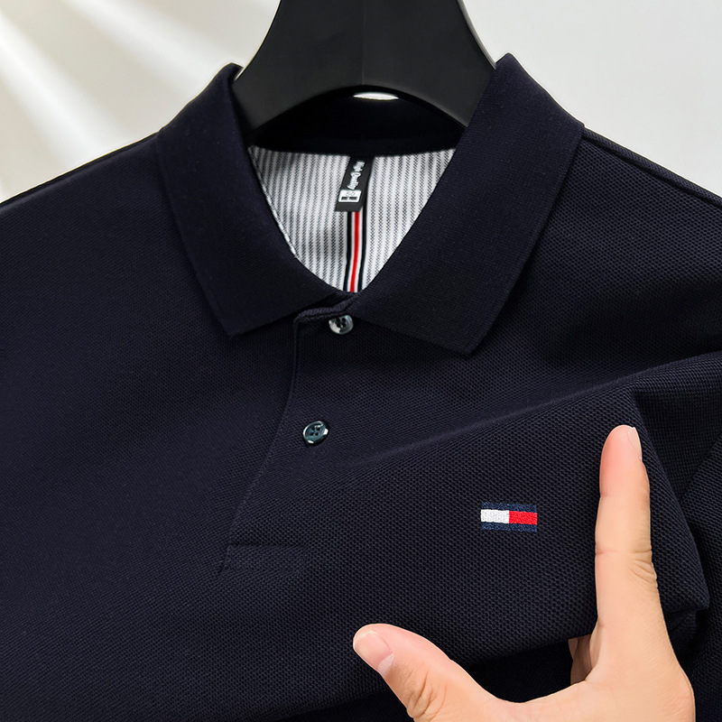 Tommy Kelly Summer Men's Pure Cotton Short-Sleeve Polo Shirt Embroidered Collar Solid Color Heavyweight Short-Sleeve T-Shirt American Style