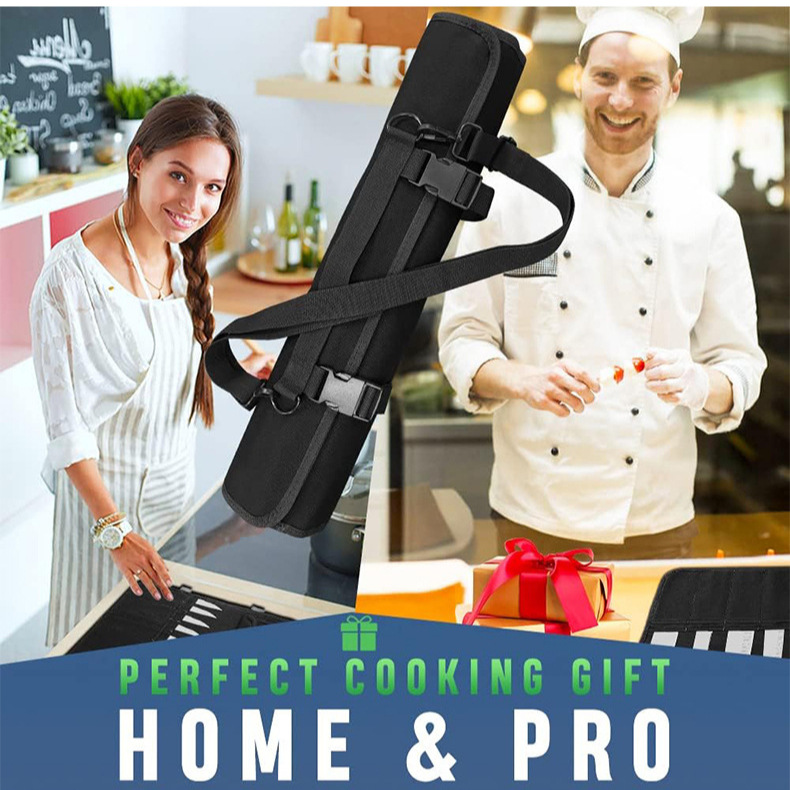 Bolsa de almacenamiento de cuchillos transfronterizos Oxford tela portátil bolsa de almacenamiento de cuchillos de comedor occidental de gran capacidad bolsa de cocinero portátil