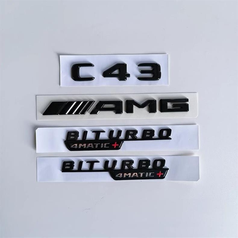 Mercedes-Benz E-Class, C-Class, C63S, C43, E53, E63S rear emblem stickers, AMG black car emblem, modified turbo V8 side emblem