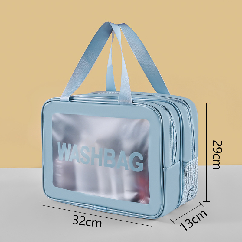 Neceser de Viaje Portátil de Doble Capa de PU Impermeable para Viaje y Baño