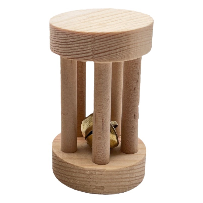 Pequeño juguete de madera maciza mascota, campana, columna romana, campana, tambor de flores, hámster, molar, morderse, suministros para aliviar el aburrimiento, juguetes para pájaros image 1