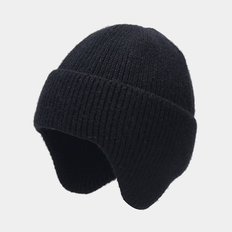 Otoño e Invierno para hombres y mujeres al aire libre todo fósforo protección para los oídos sombrero de punto a prueba de frío cálido jersey de color sólido sombrero de lana pequeño de aspecto facial