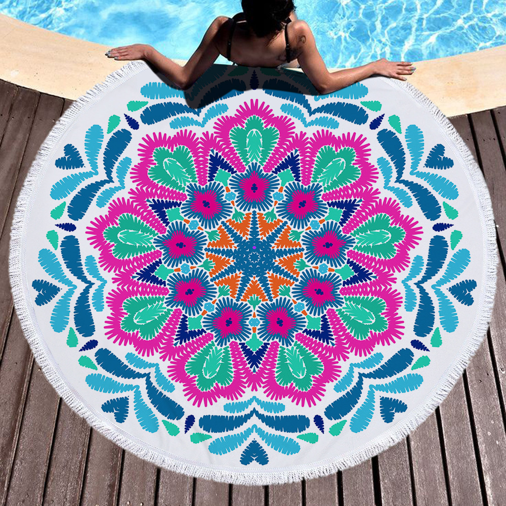 Nuevo estilo redondo Mandala estampado toalla de playa toalla de baño de microfibra cojín de patrón mandala