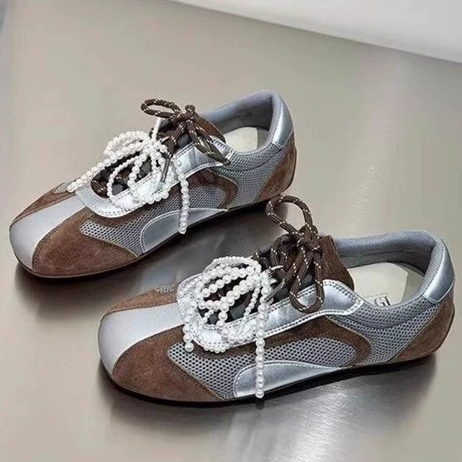 Двухцветная повседневная обувь с бантом, натуральная кожа, soft sole