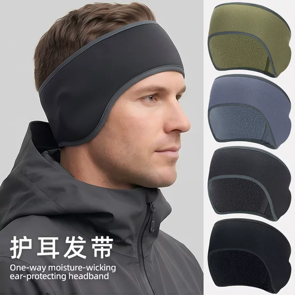 Guanyu Autumn and Winter Windproof Ear Protection Headband, Fleece Warm Sweat-Absorbing Sports Headband for Men and Women, Suitable for Hiking, Cycling, and Running