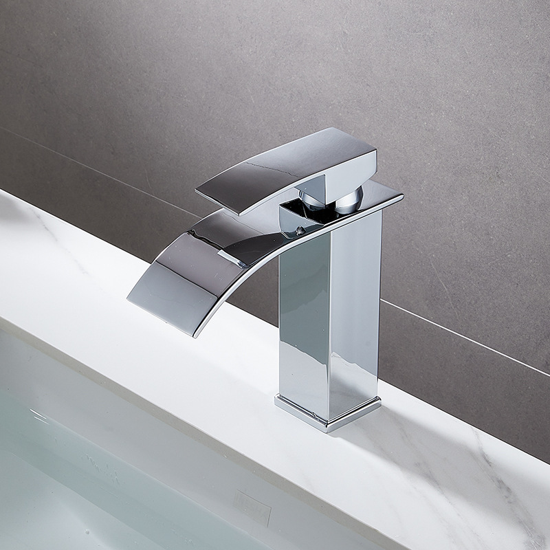 Waterfall basin, faucet, hot and cold, all-copper washbasin, washbasin, bathroom cabinet, black bathroom countertop basin, cross-border undefined