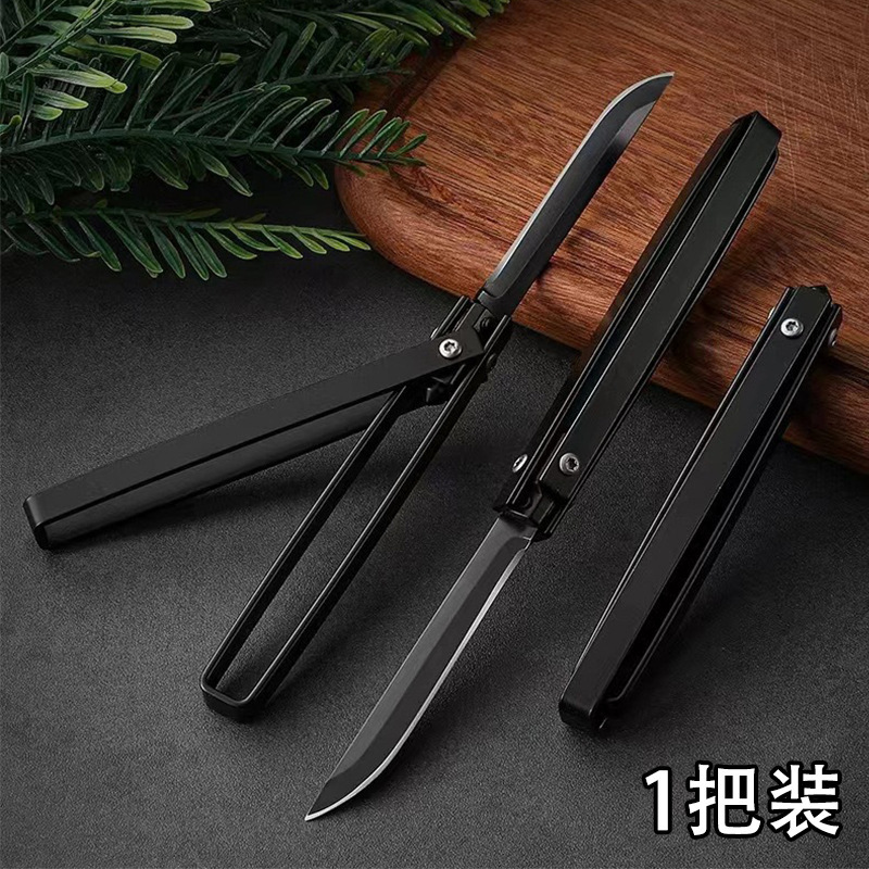 Cuchillo recto al aire libre cuchillo de frutas plegable mecánico cuchillo de frutas de acero inoxidable portátil al aire libre cuchillo al por mayor