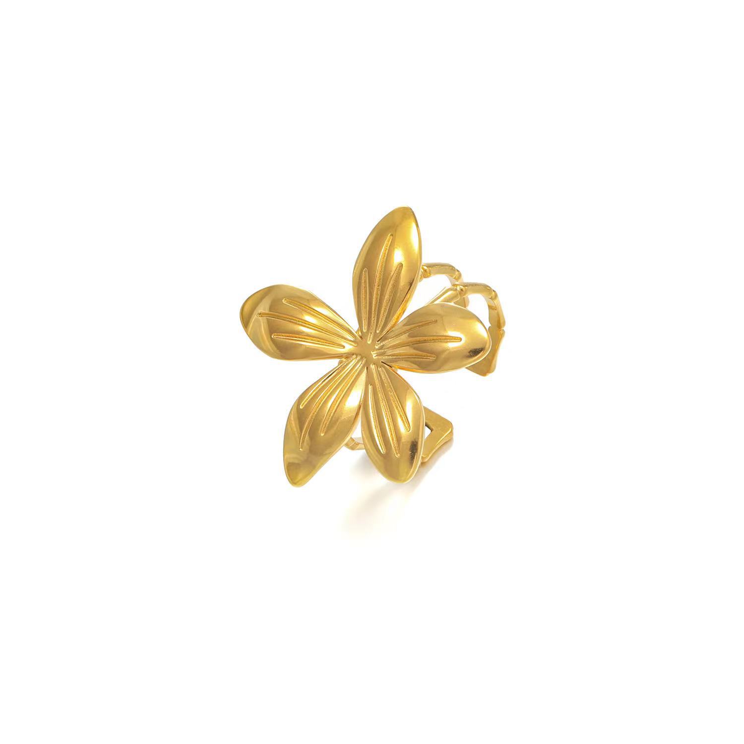 Simple Style 304 Stainless Steel Geometric Heart Shape Flower Women's Open Rings display picture 2