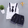 Summer children's suspenders for boys, set, vest, season 2021, with short sleeve, 4 years, children's clothing