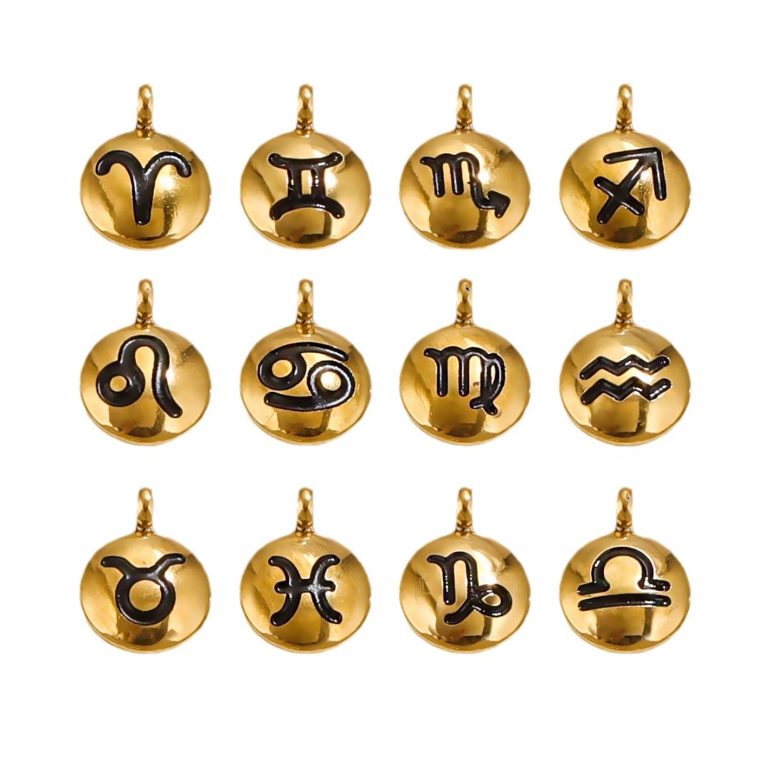 Dorado 18 quilates colgante constelación colgante redondo DIY accesorios joyería accesorios joyería pendientes collares pulseras