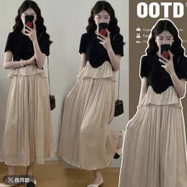 夏季哺乳上衣外出辣妈款产后穿喂奶衣服法式半身裙小香风哺乳套装