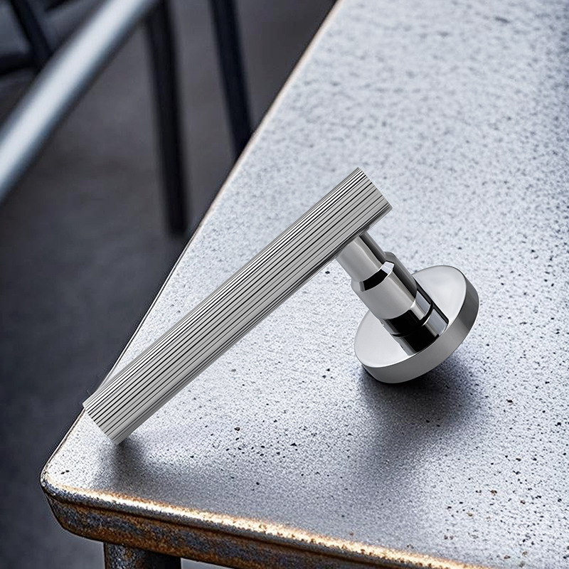 猎铜法式复古磁吸黄铜仿古色房门卧室锁美式轻奢分体式直纹门把手