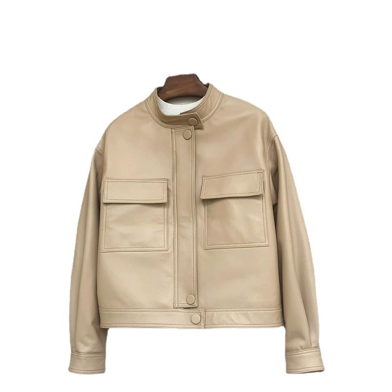 Spring short fashionable jacket, genuine leather