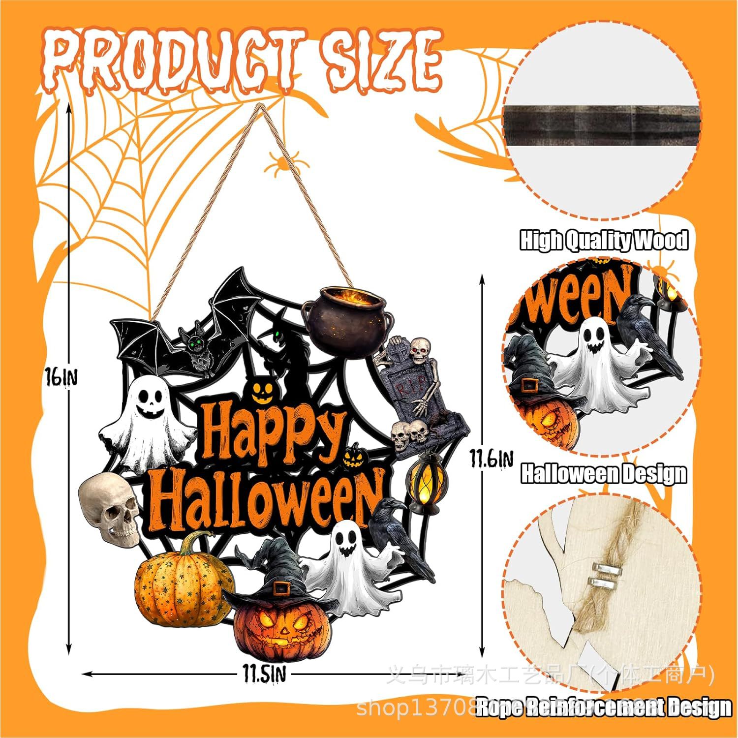 Nuevos productos transfronterizos de madera Halloween decoración de la atmósfera de la fiesta del hogar cabeza de ratón colgante decoración del patio vestíbulo