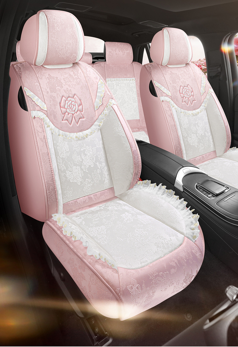 2026 New Model Ancient Style Camellia Jacquard Embossed Lace All-Season Car Seat Cushions Wholesale Cross-Border Export