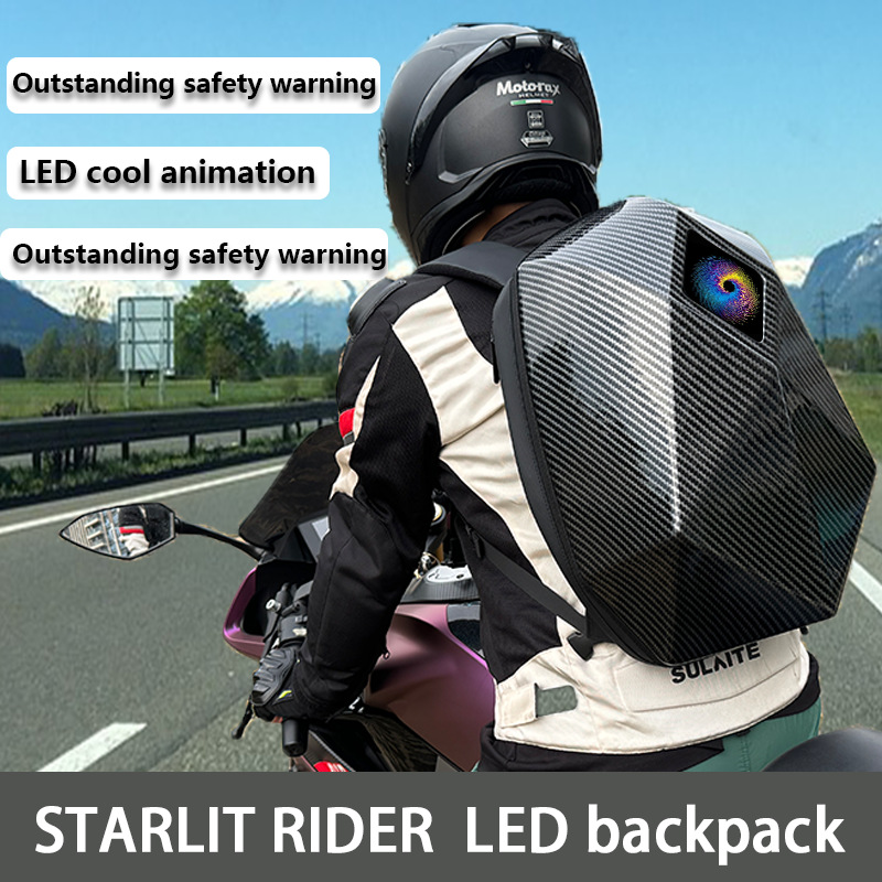 Bolsa LED motocicleta jinete duro mochila de hombro locomotora casco de fibra de carbono almacenamiento mochila bicicleta ligera