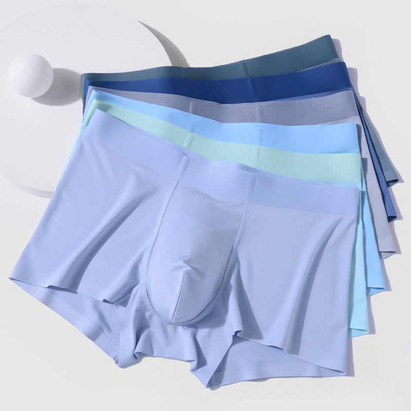 Silk Mulberry Lyocell Modal Men's Underpants for Men 5A Antibacterial High-End Invisible Flat-Front Shorts Factory Wholesale