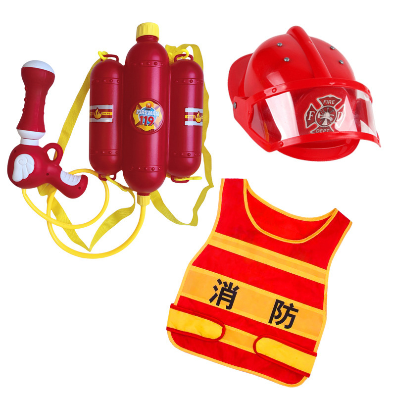 Children's Fire Water Gun Fire Extinguisher Kindergarten Role-Playing Vest Hat Male and Female Firefighter Play House Toys Children's Fire Water Gun Fire Extinguisher Kindergarten Role-Playing Vest Hat Male and Female Firefighter Play House Toys