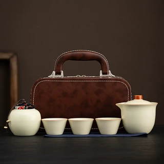 汝窑旅行茶具小套装便携式户外功夫茶具快客杯商务伴手礼品印logo