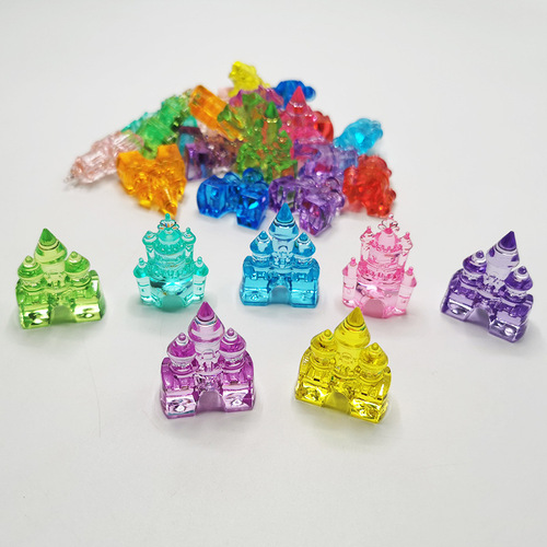 Children's gem toy accessories colorful princess castle acrylic crystal pendant playground cartoon animal accessories