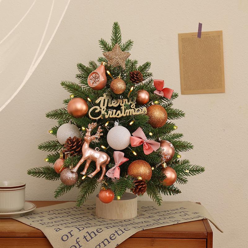 Decoración de Navidad mini pequeño árbol de Navidad decoración con iluminación de escritorio pe árbol de Navidad pequeño	Paquete luminoso