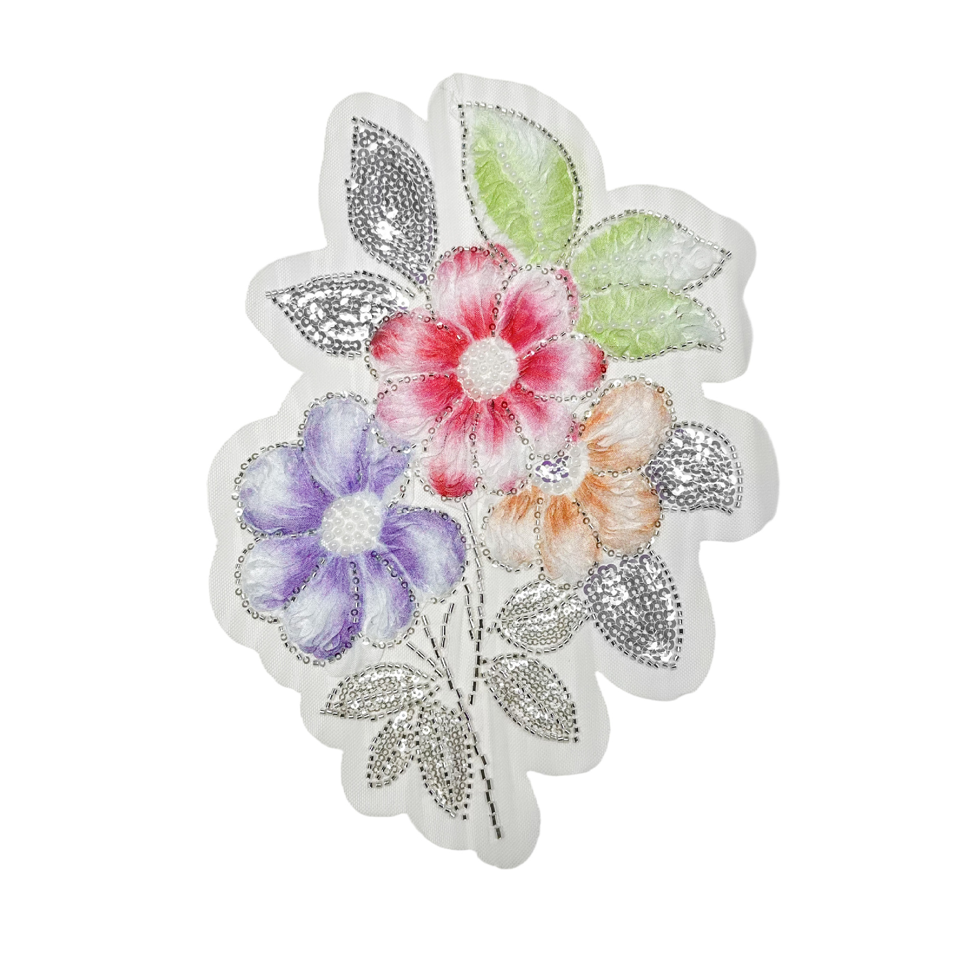 Inventario estereoscópico colorido gradiente floral bordado pegatinas de clavos manuales esquinillas de malla floral vestido decoración de tocado image 10