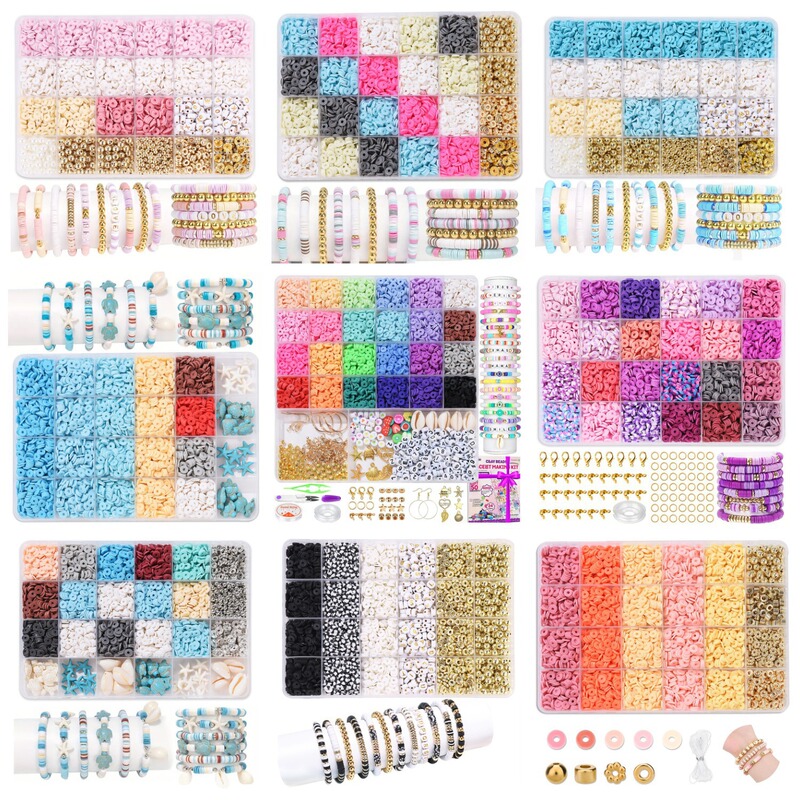 European and American Cross-border 24-grid Clay Bead Bracelet Making Kit 3mm23 Color Bead Bracelet Making DIY Jewelry Kit