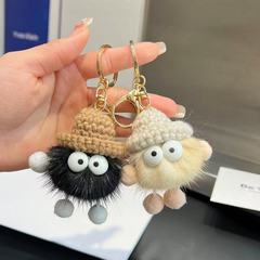 ミンクの毛の小さい石炭のボールの包みのペンダントのかわいいぬいぐるみのかばんのリュックサックの装飾の人形の漫画の贈り物の車のキーホルダー