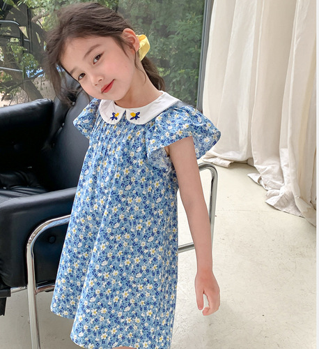 Girls' Skirt Embroidery Baby Collar Sleeveless Dress Princess Dress 2024 Summer New Fashion Foreign Trade Children's Clothing Drop Shipping 