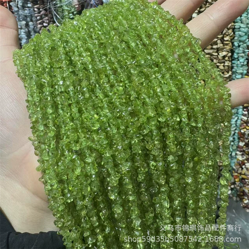 Peridot Chip Beads Natural Irregular Peridot Chips 3–8 mm, strands 40–80 cm, assorted counts