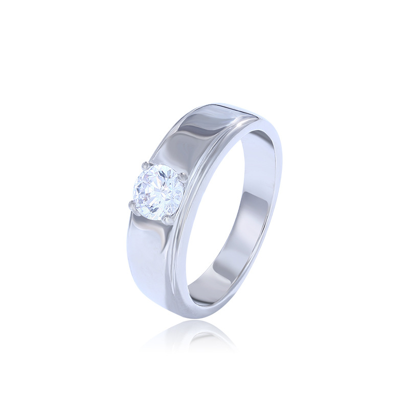 Anillo de bodas de oro blanco de la joyería de Xuking fuente fabricante anillo de piedras preciosas artificiales simple anillo de bodas de cuatro garras para las mujeres