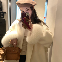 HEYGIRL黑哥 留洋大小姐 袖口毛毛双面羊毛大衣女冬气质斗篷外套