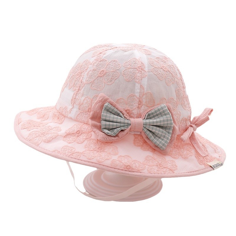 Sombreros para bebés primavera y otoño delgados niñas arco bebés sombreros de cuenca primavera y otoño bebé sombreros pescadores sombreros