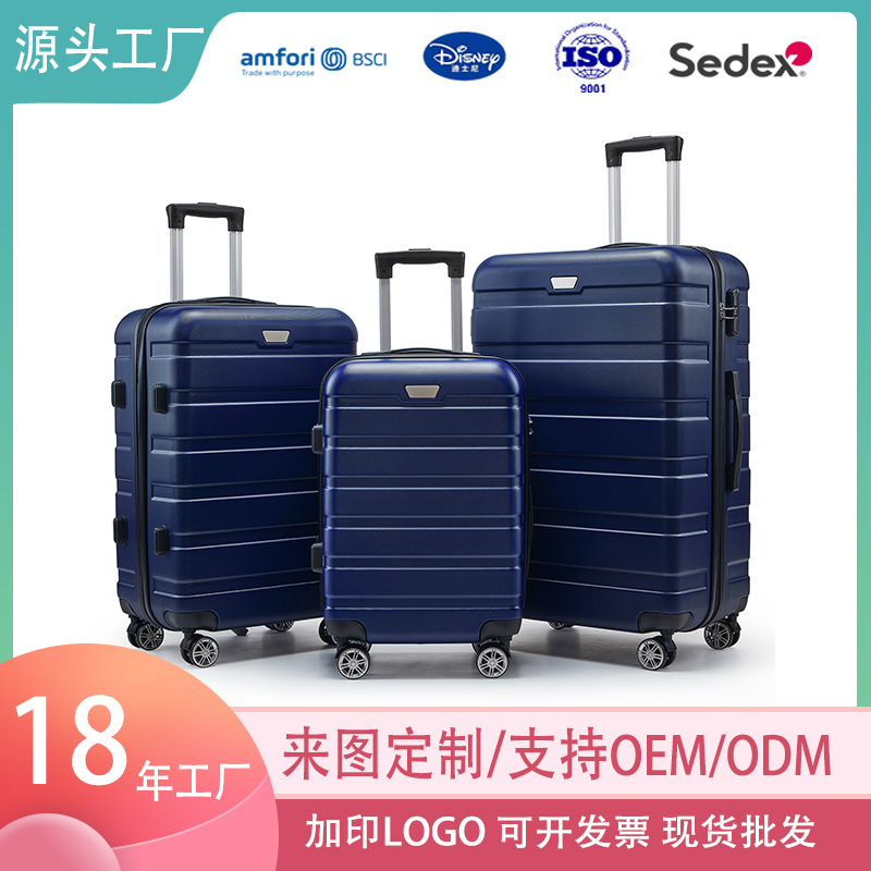 Abs Hard-Shell Luggage Set of Three, Carry-On Suitcase with Floral Design, Universal Wheels, Combination Lock, In-Stock Travel Suitcase