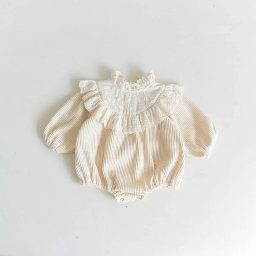 24 spring Korean version of baby harem ins style baby jumpsuit waffle small fragrance bag fart clothing long-sleeved romper