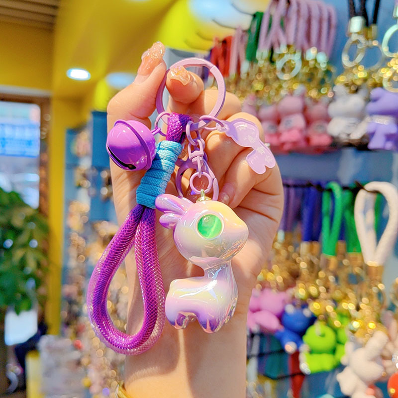 Nueva resina galvanizada colorido lindo ciervo llavero todo el camino seguro bolsos de pareja colgante llavero de automóvil