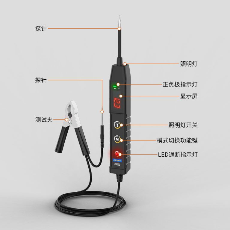 AUTOOL BT210 pluma de prueba de reparación de automóviles 12V24V lámpara de prueba de electricista coche multifunción circuito eléctrico de reparación de automóviles