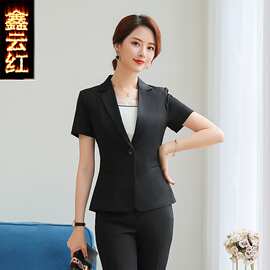 职业西装套装女春夏短袖时尚气质女神范面试正装经理工作西服