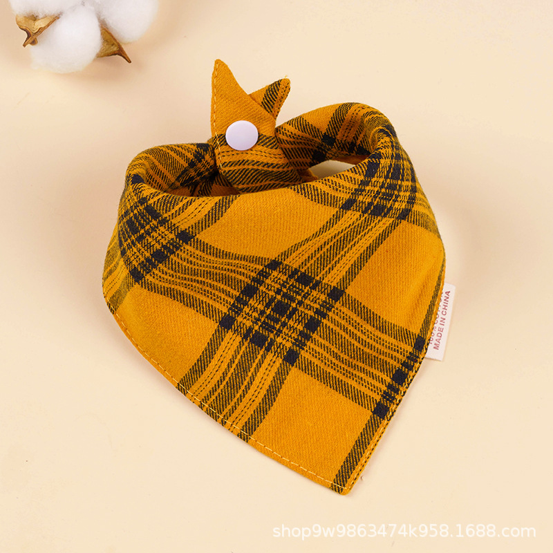 Bebé de algodón bebé babero triángulo BiB Snap de doble capa babero recién nacido niños bufanda a cuadros cuatro estaciones
