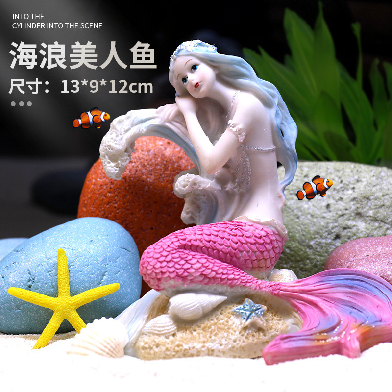 Pecera paisaje sirena rocalla decoración planta de agua resina salón acuario simulación paquete coral combinación