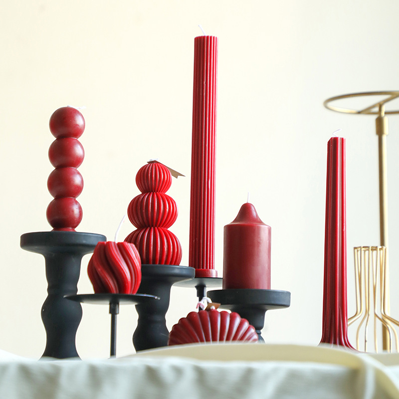 Vela aromática de cera de soja retro francesa color borgoña, vela romántica para bodas, decoración para el hogar, portavelas, venta al por mayor por pieza