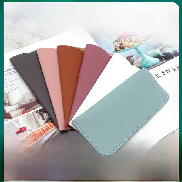 New Glasses Storage Bag, Simple and Portable Dust-Proof Glasses Bag, Pure Color Pu Leather Side Opening Glasses Case in Stock