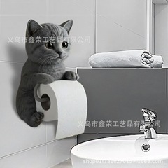 跨境爆款可爱猫咪纸巾架厕所家居装饰品树脂摆件高级感小众工艺品