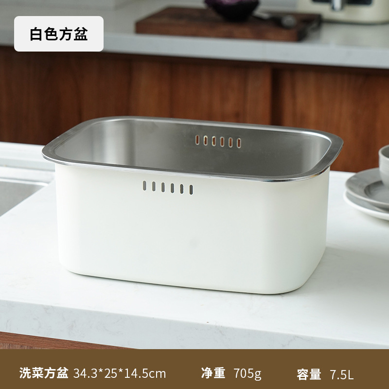 跨境日式大洗菜盆水果蔬菜沥水篮 304不锈钢多用油炸网篮过滤炸筐|undefined
