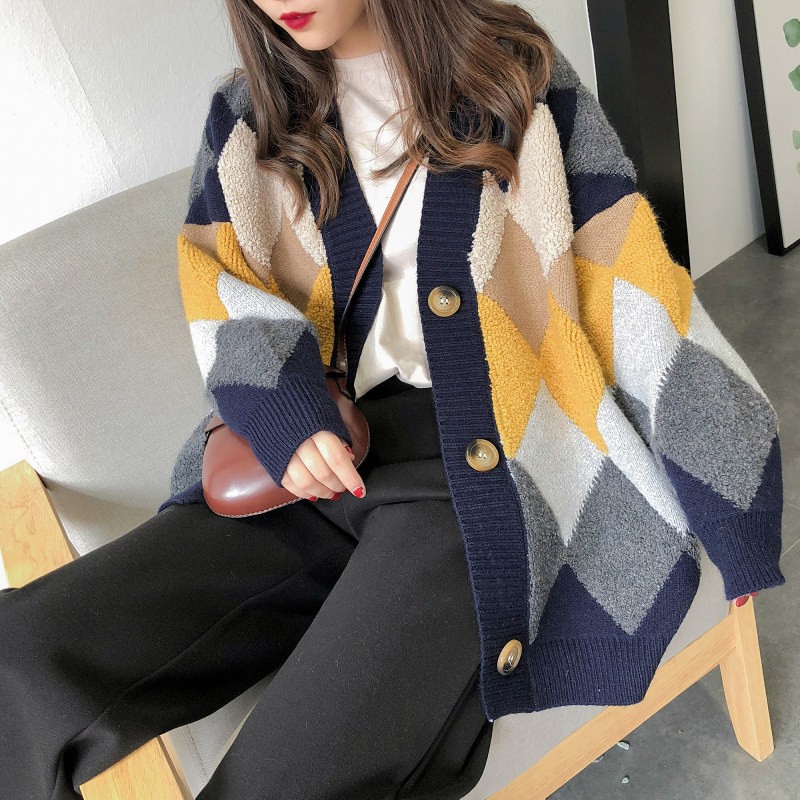 2023 nuevo estilo coreano suéter de hadas cardigan mujeres sueltas ins super popular Top perezoso estilo grueso suéter